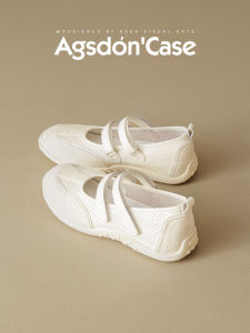 Agsdon August Lion Sports Mary Janes Womens Shoes 2025 New Summer Single Shoes Magic Tape Dequn Cool Shoes White Sneakers