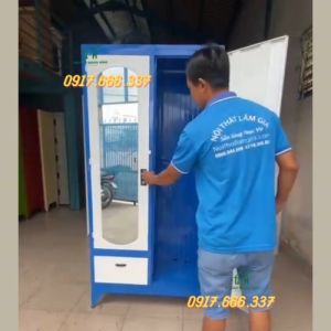 Tủ quần áo sắt tĩnh điện 2 cánh mới giá rẻ có hộc lật giao nhanh HCM