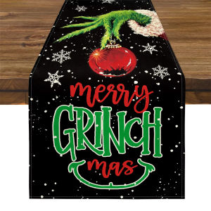 2025 Christmas Disney Grinch Pattern Table Runner Decoration For Home Xmas Table Decor 2026 New Year Holiday Tablecloth Gift