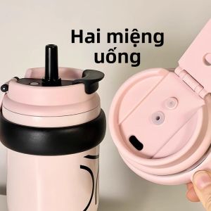 DIHUANTUO | Cốc Có Ống Hút Dung Lượng Lớn Cách Nhiệt Lõi Sứ