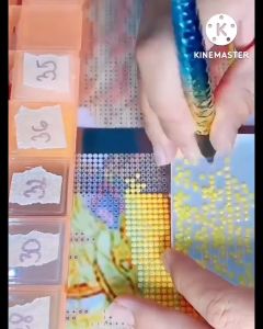 Tranh đính đá Thuận buồm xuôi gió thuyền vàng (về tự đính) DD9355