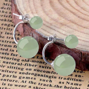 Hoa Tai Ngọc Bích Đá Quý S925 Bạc Nguyên Chất Phong Cách Cổ Điển Cho Nữ Trang Sức Thời Trang Trang Trí Tai