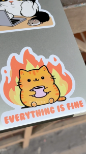 Funny Cat Sticker Meme Waterproof Vinyl Laptop Bottle Luggage