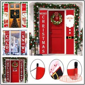 【NANA.1】ป้ายแบนเนอร์ ประตูคริสต์มาสแขวนอยู่ ธงวันหยุด ตกแต่งคริสต์มาส อุปกรณ์ปาร์ตี้