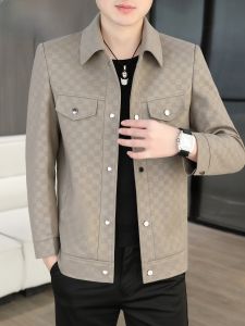HENGYUANXIANG | Hengyuanxiang 2025 New Plaid Shirt Style Jacket Mens Spring Autumn High Fashion Loose Fit Button Decorated Casual Wear Polyester Blend