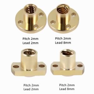 2pcs T8 Screw Round Brass Nut H Flange Pitch 2mm Lead 2/8mm T8 Stepper Motor Trapezoidal Lead Screw Nut For CNC 3D Printer Parts