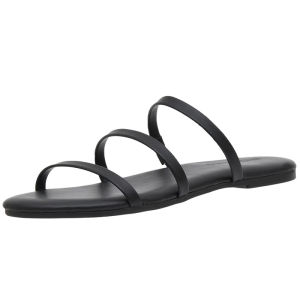 Flat Bottom Ladies Slippers Roman Style Comfortable Memory Foam Insole Shock Absorption Foot Pad Black Strap Cool Slippers