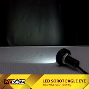 WERACE Lampu LED Sorot Eagle Eye / Mata Elang 4 LED WRGB Flash Running Kedip 4 Warna 23mm (Harga 1 Set Isi 2 Pcs)