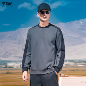 Enjeolon Heavyweight Color Block Hoodie Mens Loose Sporty Casual Top Breathable Comfortable Polyester Cotton Blend Hoodie