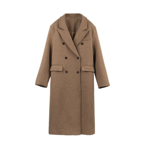 Liu Yue Xin Korean Style Woolen Coat Female Lead Character Suit Collar 100 Woolen Brown Medium Length Winter Spring Outerwear