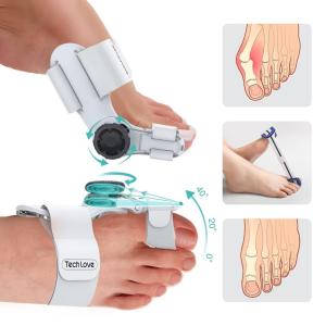 Tech Love Bunion Corrector for Women & Men 2pc Toe Separator & Straightener for Bunion Pain Relief- Big Toe Spacer Brace - Straightening Orthopedic Bunion Splint for Hallux Valgus - Day & Overnight Wear 拇外翻腳趾矯正器