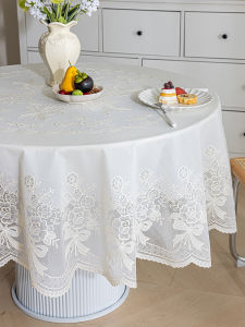 PVC Tablecloth Lace round Small Table Outdoor Balcony Sun Protection Oil Resistant Waterproof Modern Simple Style Table Mat