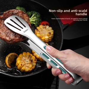 Stainless Steel Food Tongs Household Kitchen Thickened Heat-resistant Steak Tongs Food Buffet Barbecue Roasted Meat Bread Clips