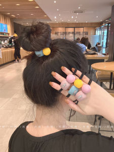 ยางรัดผมทรงสี่เหลี่ยมทรงกลมสำหรับผู้หญิง ยางยืดสูง ประดับผม รัดผมหางม้าสูง อุปกรณ์ตกแต่งผม ยางรัดผมทรงกลมสำหรับผู้หญิง