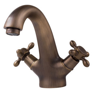 BANGPU | Antique-Style Gold Hot & Cold Single Hole Double Handle Basin Faucet