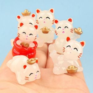 6 Mô Hình Mèo Thần Tài Phát Sáng Bằng Silicon Trang Trí Cảnh Quan Vi Mô Tự Làm Đồ Trang Trí Mèo Mini Phát Sáng Cho Ô Tô Văn Phòng Bàn Làm Việc