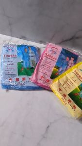 QCF Jas Hujan Plastik Sekali Pakai Tipis Transparan Selutut Lengan Panjang / Disposable Raincoat