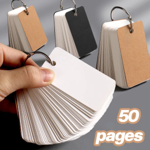 Kraft Paper Binder Ring Easy Flip Cards Study Memo Pads Portable Notebook DIY Stationery 50pages/1PCS