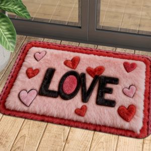 VIKAMA LOVE Thảm In 3D Sang Trọng Thảm Polyester Chống Trượt Chống Nước Cho Lối Vào Phòng Tắm Trang Trí Nhà Quà Tặng Ngày Lễ Tình Nhân