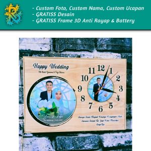Photo Jam Custom + Frame Kado Pernikahan/Ulang Tahun/Anniversary/Wisuda/Couple