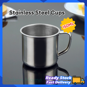 150ML Stainless Steel Cup Handle Mini Water Cups 410 Stainless Steel Coffee Tea Juice Cold Drinking Student Outdoor Travel Portable Cups