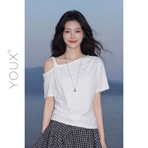Korean Style Slash-Neck Off-Shoulder T-Shirt New