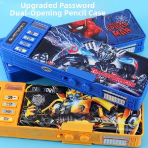 Creative Plastic Transforming Pencil Case Boys Elementary School Students High Technology Pen Box Black Technology Hot One Button Automatic Transformation Children Pencil Box Password Lock