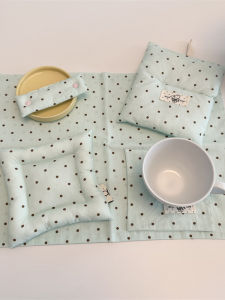 Ins Fresh Cotton Green Polka Dot Place Mat Napkin