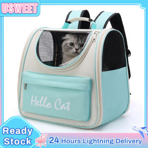 Pet Carrier Bag Cat Bag Pet Dog Outdoor Travel Backpack Pet Portable Waterproof PVC Large Space Backpack Kitty And Puppy Large Capacity Travel Bag Durable Breathable Bag Hello Cat Pet Backpack (Green/Pink)