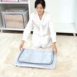 【BUY 1 TAKE 1】pvc waterproof and moisture-proof transparent visible clothing storage box household wardrobe folding box dormitory storage box multi-functional large capacity folding box super load-bearing not easy to deformation