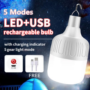 LIKHA Rechargeable Light LED 5 Mode USB Emergency Light Rechargeable Waterproof Bulb Outdoor Camping Dimming Portable Lantern Rechargeable Light Portable Lamp