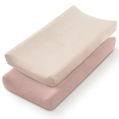 2PCS Diaper Changing Pad Cover 100% Muslin Cotton Newborn Baby Changing Mat Cover Solid Color Baby Shower Gift