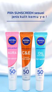 Nivea Sun Extra Protect Sun Serum SPF 50 PA+++ - 30ml - Double UV Protection - Ringan & Cepat Meresap (Varian Instan Aura)