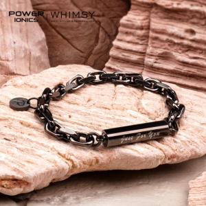 POWER IONICS Vintage Gray Heavy Cuban Link Bracelet Men Women Boys Fashion Punk Bangles Jewelry Free Engrave