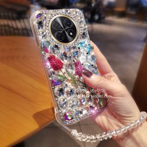 Luxury Rose Full Cover Anti-Fall Diamond Huawei Enjoy 60X Shell Honor X40 X30 X20 Magic 5 4 3 pro Protective Case Fashionable Eco-Friendly