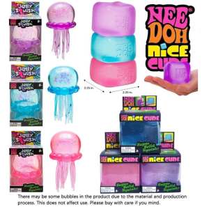 NeeDoh  Trending Jellyfish & Cube Squish Toy Soft Jelly Squeeze Stress Relief Fidget Toy Sensory NeeDoh for Kids & Adults