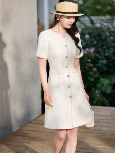 Misoshine | Elegant and Feminine A-line Dress with Textured Design