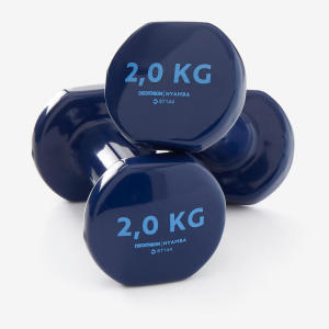 Decathlon Dumbbells สำหรับผู้ชายและผู้หญิง ออกกำลังกายในบ้าน คู่ ดีไซน์ทรงกลม ป้องกันการขัดเกลาด้วยยาง พิมพ์แบบฝังน้ำมัน อุปกรณ์เสริมสุขภาพและฟิตเนส