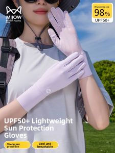 Miiow | Womens Ice Silk Sun Protection Gloves Breathable UV Protection Driving Gloves Summer New Style Cat Person MiiOW Gloves