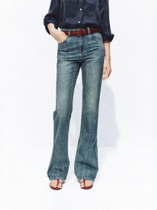 MO&Co. | Lightweight Blue Jeans Cotton Low Waist Flared