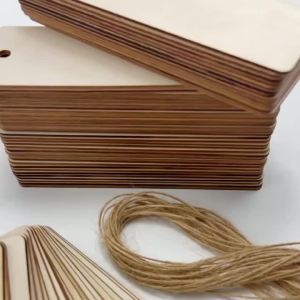 Bulk Pack 10/20/40/60pcs Large 15x5cm Blank Wooden Gift Tags Unfinished Book Markers Ornaments with Holes And Ropes for DIY Wedd