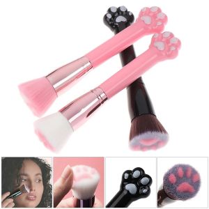 Cọ Trang Điểm Dạng Bột Dạng Lỏng Cute Cat Claw Paw Foundation Brush Với Tay Cầm Bằng Gỗ Bạch Dương Lông Sợi Len Dùng Cho Phấn Má Hồng Phấn Nền Tạo Khối Phấn Highlight