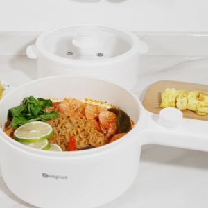 Simplus 2L Electric Cooker 730W Quick Heating Non-Stick Surface Power-Off  Protection Easy To Clean Steamer Multicooker Portable Frying Pan Soup Pot