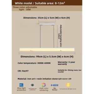 FANZHEN | Italian Minimalist Natural Stone Texture Eye-Protective Smart Long Bar Pendant Light