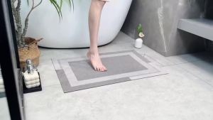 VIKAMA Non Slip Thin Bath Mat Bathroom Rugs With Rubber Backing Quick Dry Super Absorbent Washable Rugs for Bathroom Home Decor