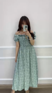 SV 6731 - Flare Flo Dress | Silvervogue | Gaun Katun Poliester Midi Pakaian Wanita