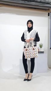 Carravelle Store tote bag kanvas tali sumbu / tas wanita totebag risleting motif landscape bisa custom sablon