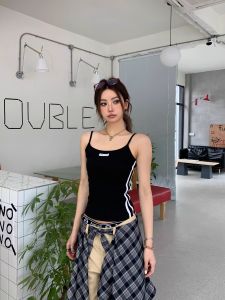 Slim Fit American Retro Striped T-Shirt Womens Camisole Top Tight Sports Style Casual Cotton Blend Short Sleeve Tee