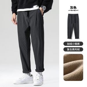 กางเกงขายาวทรงหลวมสไตล์ลำลองสำหรับผู้ชาย ทรงเข้ารูป ผ้าคอร์ดูรอยหนา กางเกงขายาวฤดูใบไม้ร่วง/ฤดูหนาว กางเกงขายาวทรงหลวม