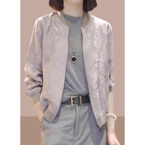 WANGGONGZHU | Casual Short Baseball Style Jacket Womens Loose Fit Printed Zipper Thin New 2025 Fashionable Floral Embroidery National Style